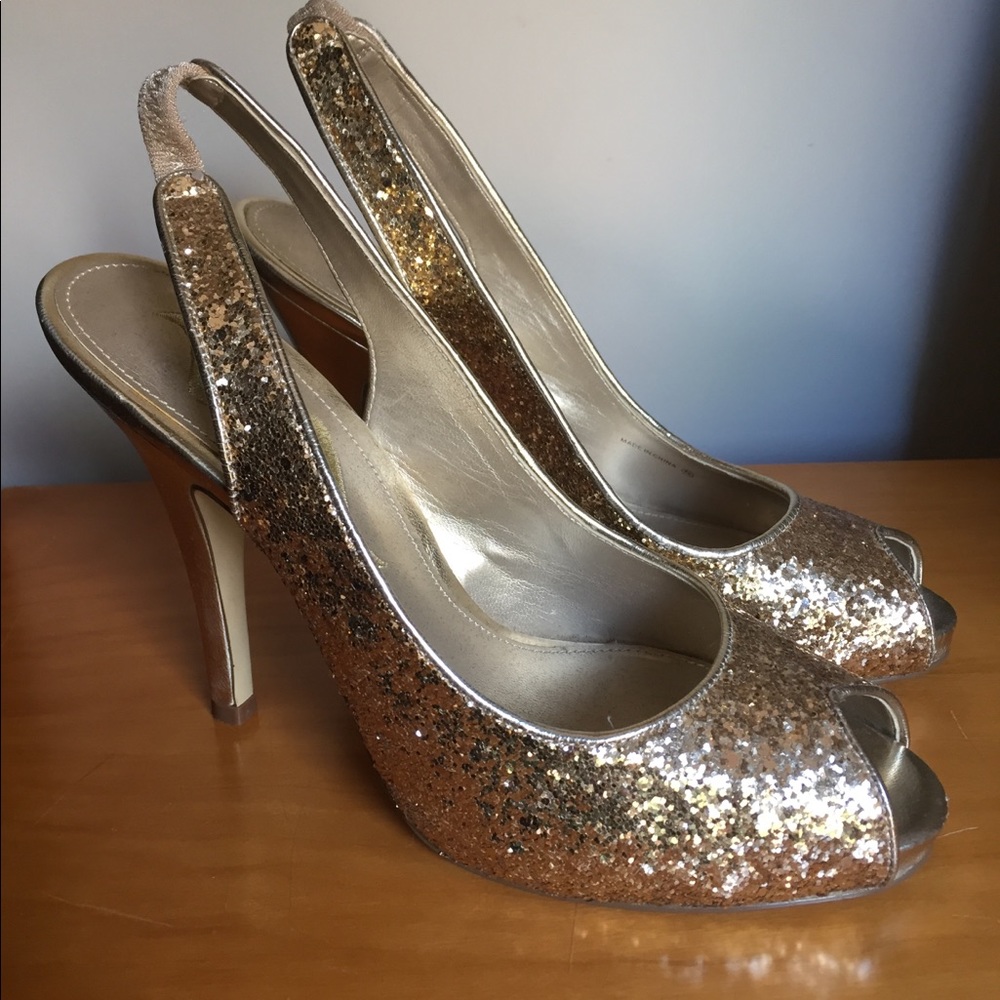 Nina Gold Glitter Heels